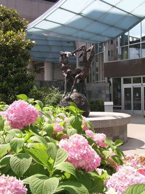 Statue with flowers